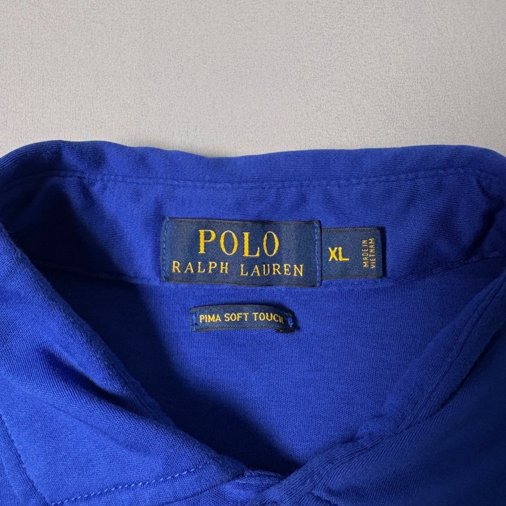 Polo Ralph Lauren Mens XL Blue Pima Soft Touch Cotton Short Sleeve Polo Shirt - Picture 2 of 7